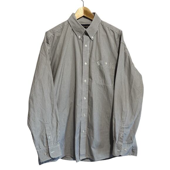 Wrangler George Strait Collection Taupe Stripe Button Down Long Sleeve Shirt XL - Picture 1 of 7